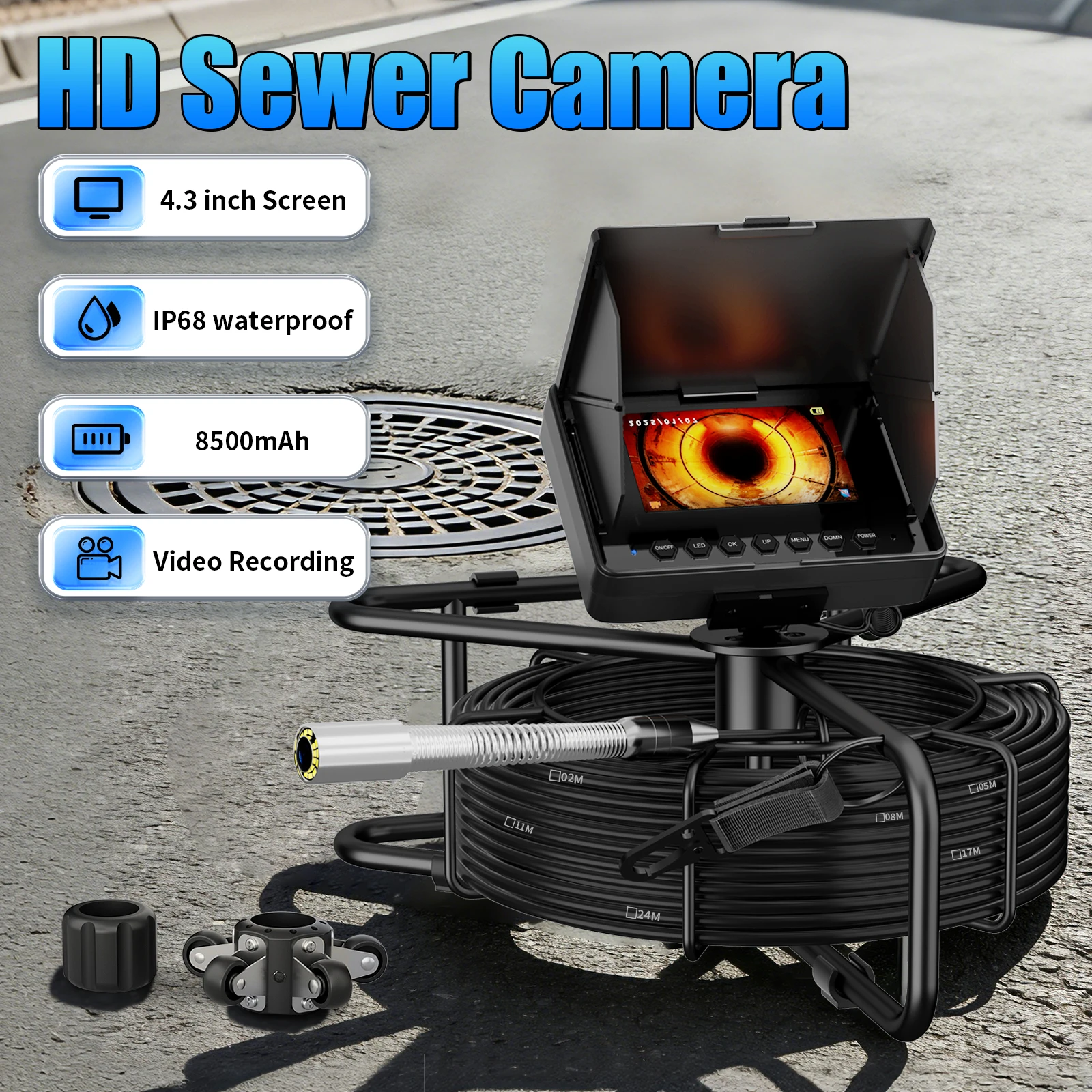 Sewer Camera 100ft/30M, 4.3