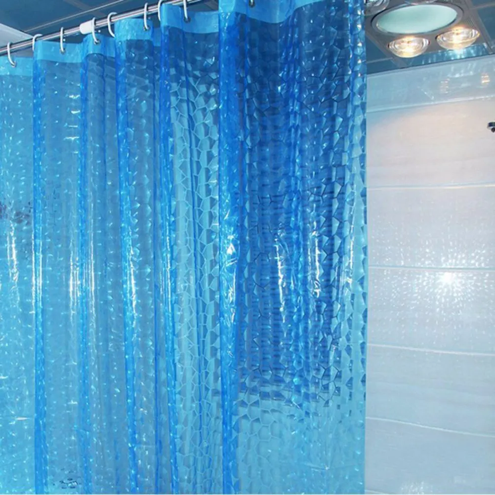 

Thick Blue Shower Curtain Waterproof Eva 180x200 Mildew Resistant Bathing Curtain Solid Color Bathroom Decoration Home