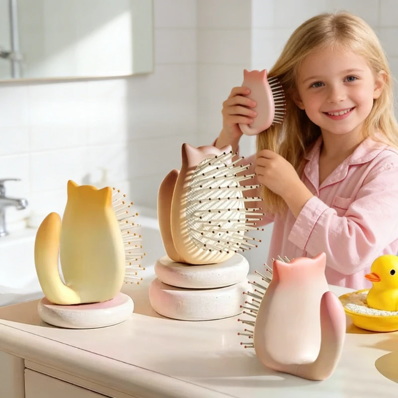 

Милая расческа для распутывания волос в форме кошки - мягкая антистатическая расческа с подушечкой, портативный инструмент для укладки для девочек и женщин, для ежедневного ухода