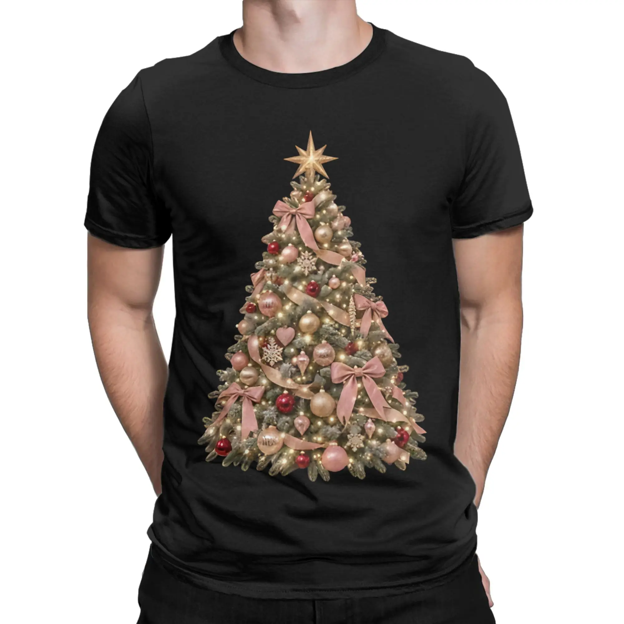 Glamorous Christmas Tree Classic Shirt Funny Graphic 100% Cotton T-Shirt Merry Christmas Tees Tops For Men
