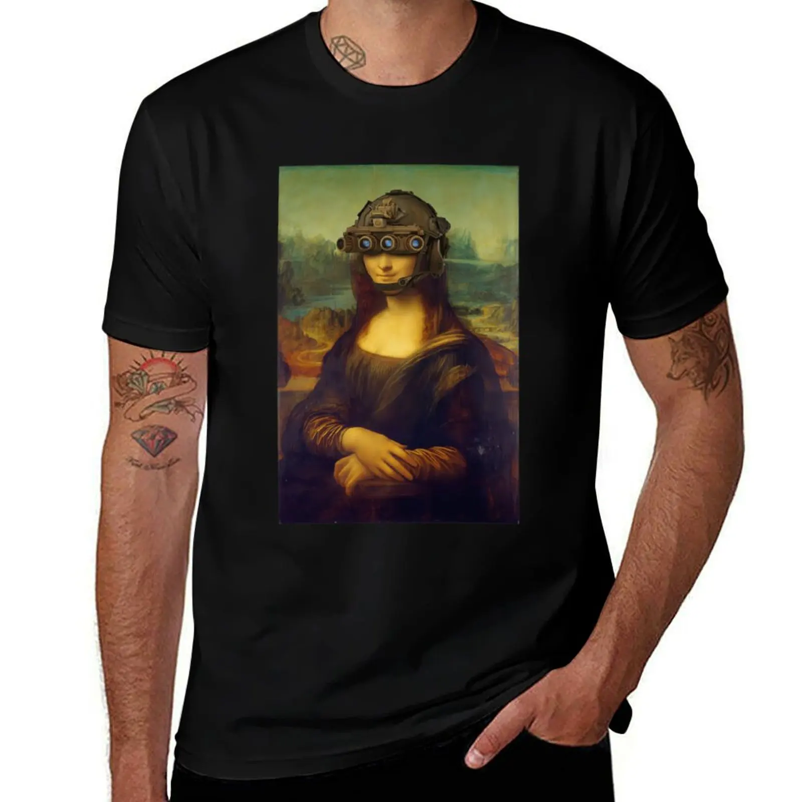 

Mona Lisa GPNVG Tactical Devgru sticker T-Shirt Running Performance Short Sleeve Tee
