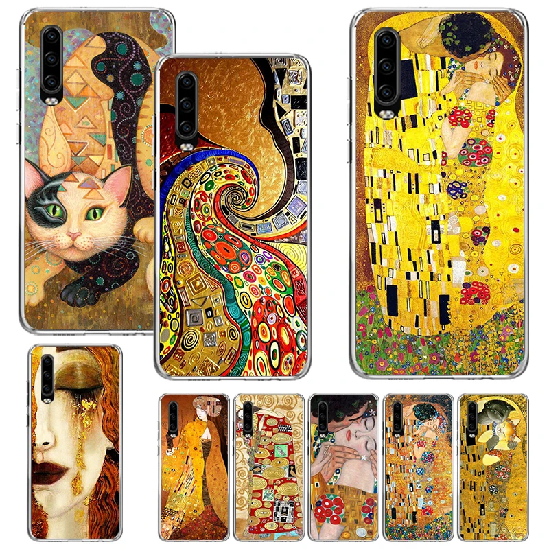 Kiss by Gustav Klimt Desig Print Soft Case for Huawei P40 P50 P30 P20 P10 Lite Phone Shell Mate 10 20 30 40 Pro Pattern Cover