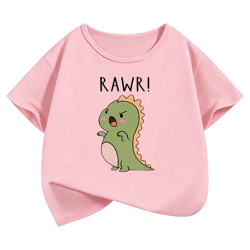 Short Sleeve Funny Dinosaur T Shirts Graphic Kids Children's T-shirt Boys Girls Summer Spring Casual Top Tee Shirt Cartoon