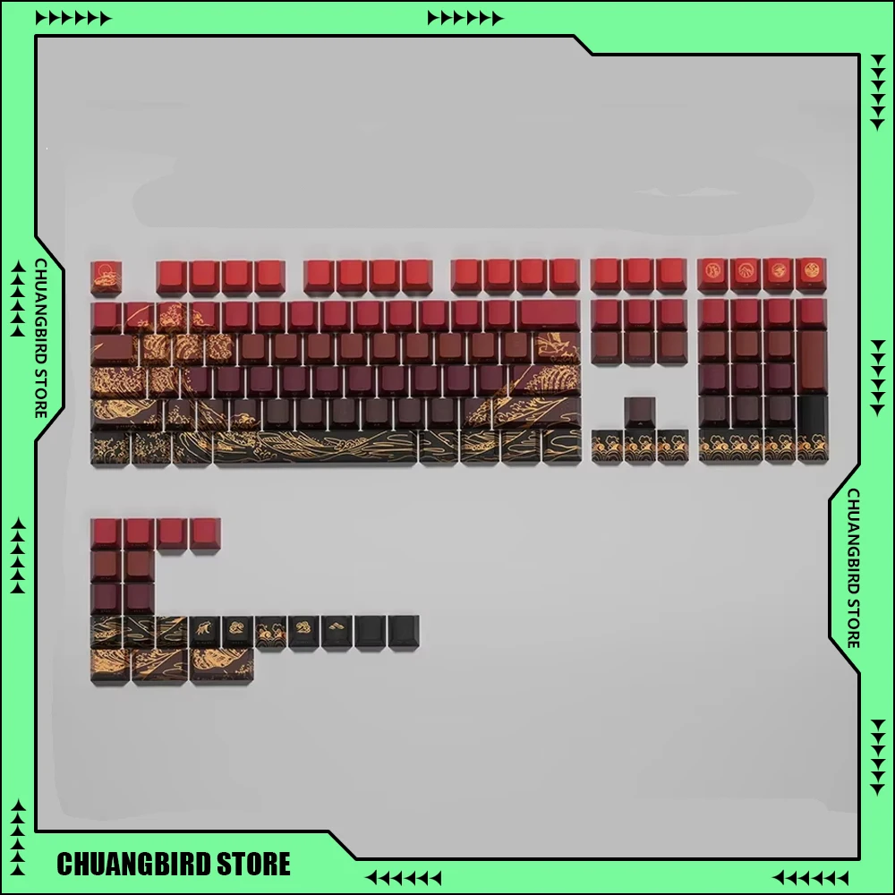 XVX Keycaps PBT Keycap Double Shot Cherry Profile Side Print Coral Sea Keycaps PC Gaming Mechanical Keyboards Accessories Gifts