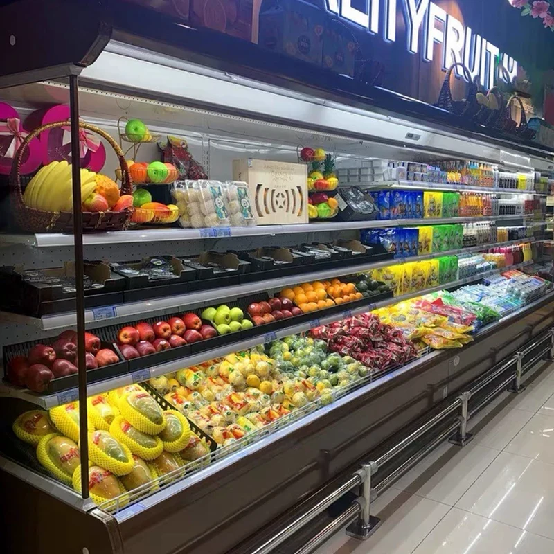 custom.Customizable Commercial Refrigerated Showcase Cooler Single-Temperature Supermarket Meat Refrigeration Equipment Open Dis