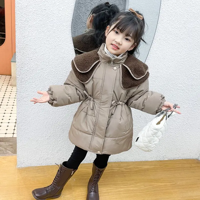 

2024 Korean Autumn Winter Girl Parkas Waterproof Shiny Warm Long Girl Outerwear Coat 5-14 Years Kids Girl Jacket Outfit Q698