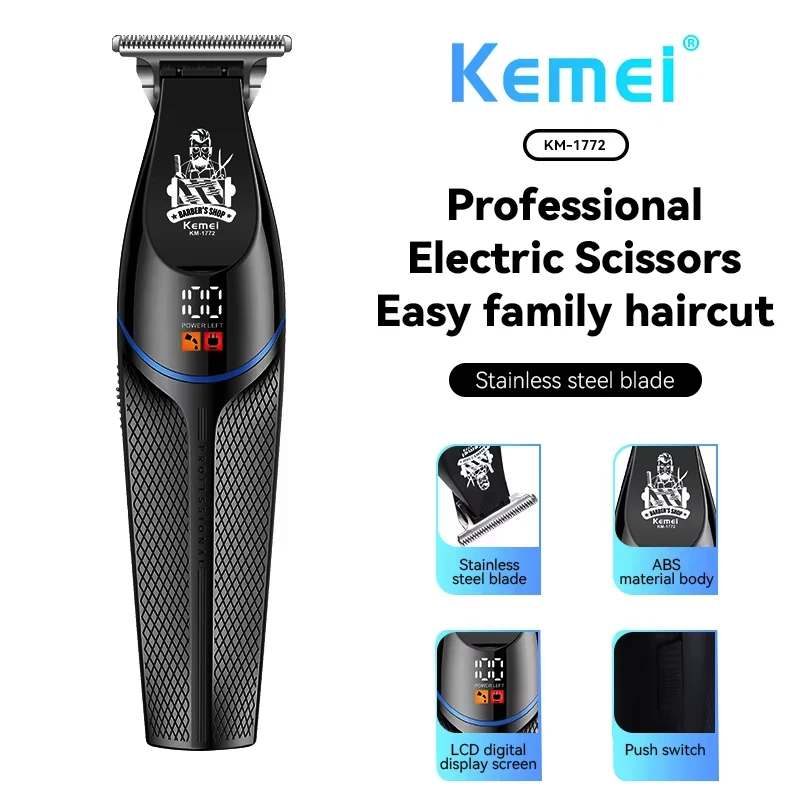Kemei KM-1772 Professional Electric Hair Clippers 7000 RPM Hair Trimmer Cordless Rechargeable Hair Cutting Machine For Men