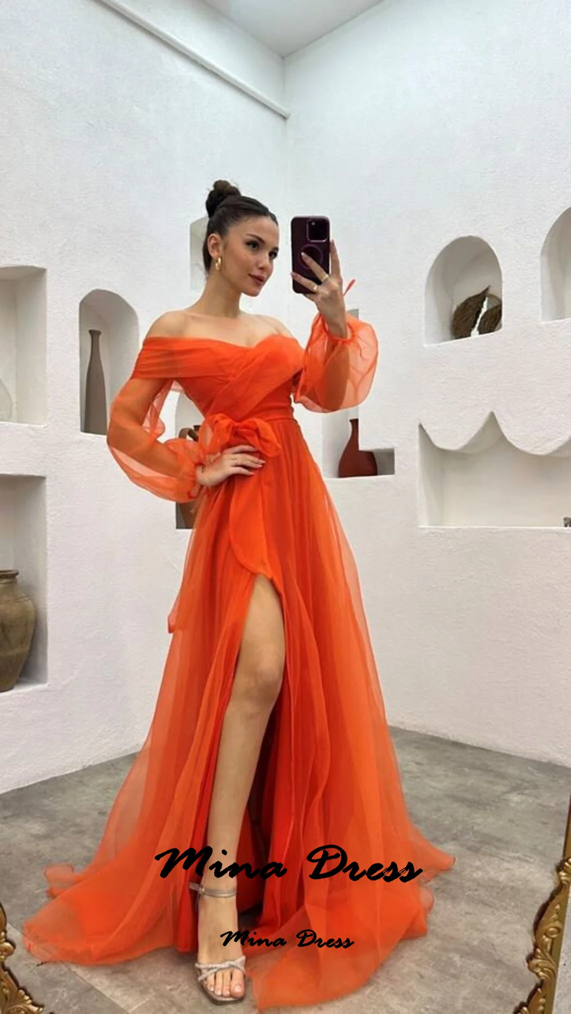 

Mina Customized Elegant Women's Evening Gown Saudi Evening Dresses 2024 Luxury Side Slits Wedding Wedding Party Dress Es Prom