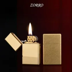ZORRO Genuine Domestic 538 Narrow Machine Small Armor Square Head Thickened Brass Kerosen Lighter Gadgets Smoking Accessories