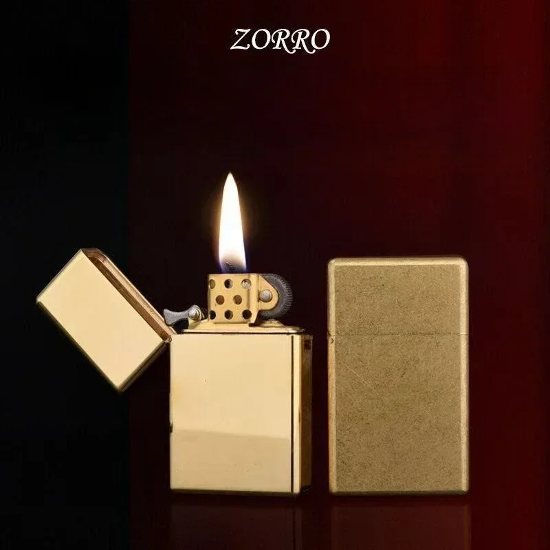 ZORRO Genuine Domestic 538 Narrow Machine Small Armor Square Head Thickened Brass Kerosene Lighter Gadgets Smoking Accessories