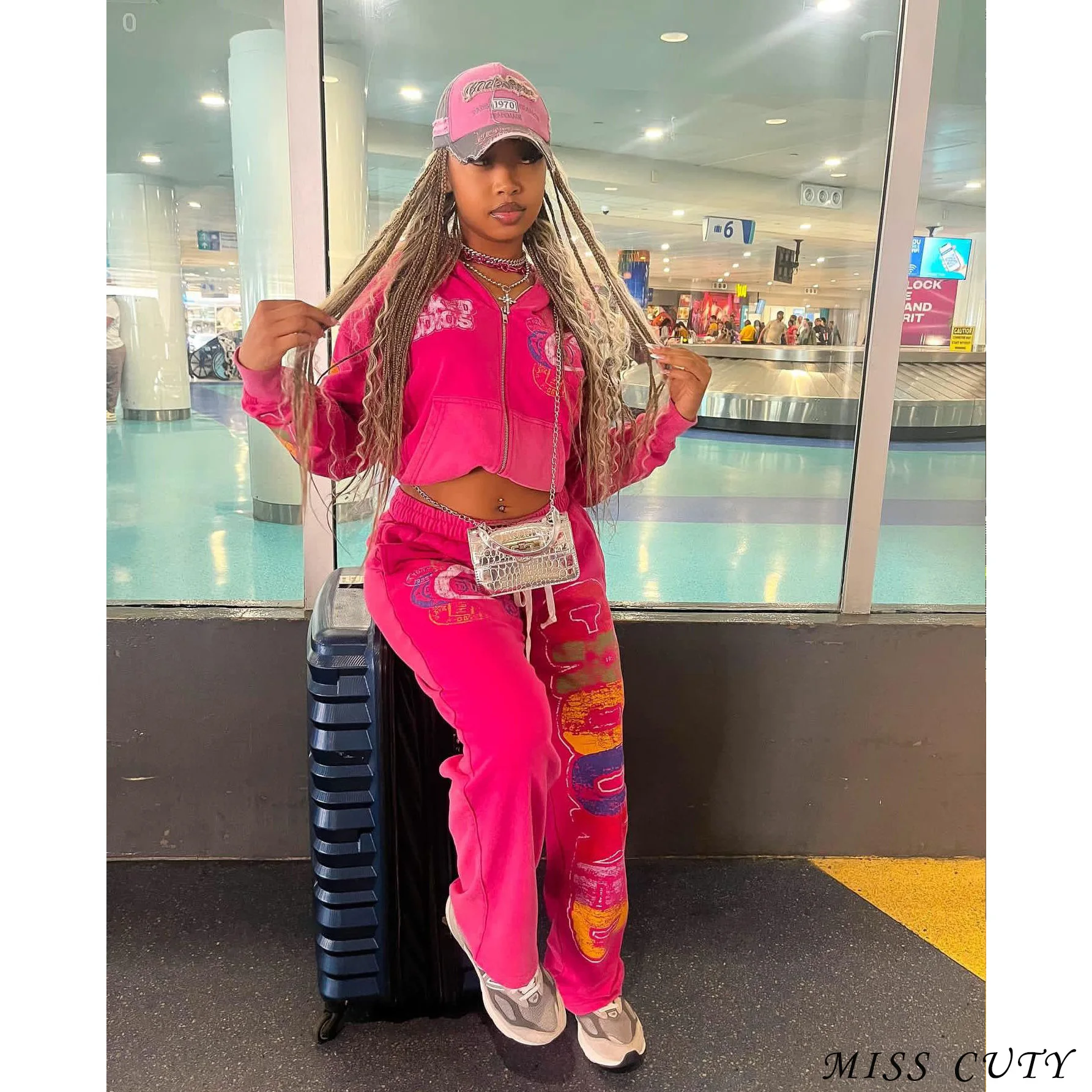 2024 Winter Hooded Tops 2 Piece Pant Set Outfits Women Autumn Y2K Streetwear Pullover Sportwear Sexy Elegant Pink Two Piece Sets