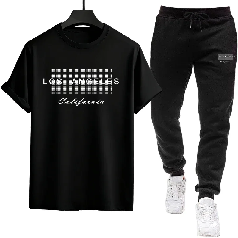 Daily Single Piece Versatile Short-sleeved T-shirt and Sport Pants Men's Tracksuit Casual Quality Summer Outdoors Jogging Sports