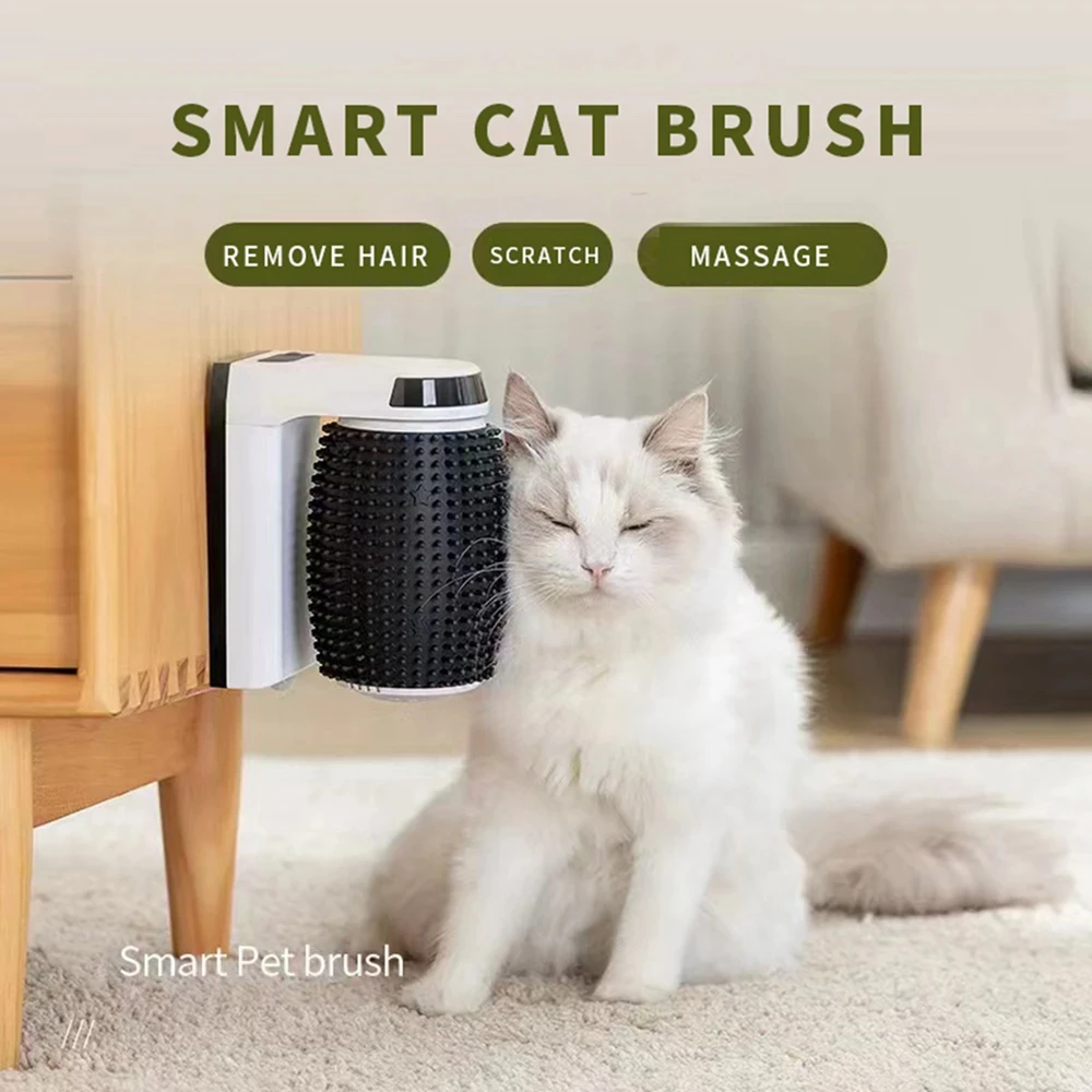 LMZOE Cat Self Groomer Automatic Rotating Massager Wall Corner Grooming Smart Comb Hair Remover Brush For Cats Electric Supplies