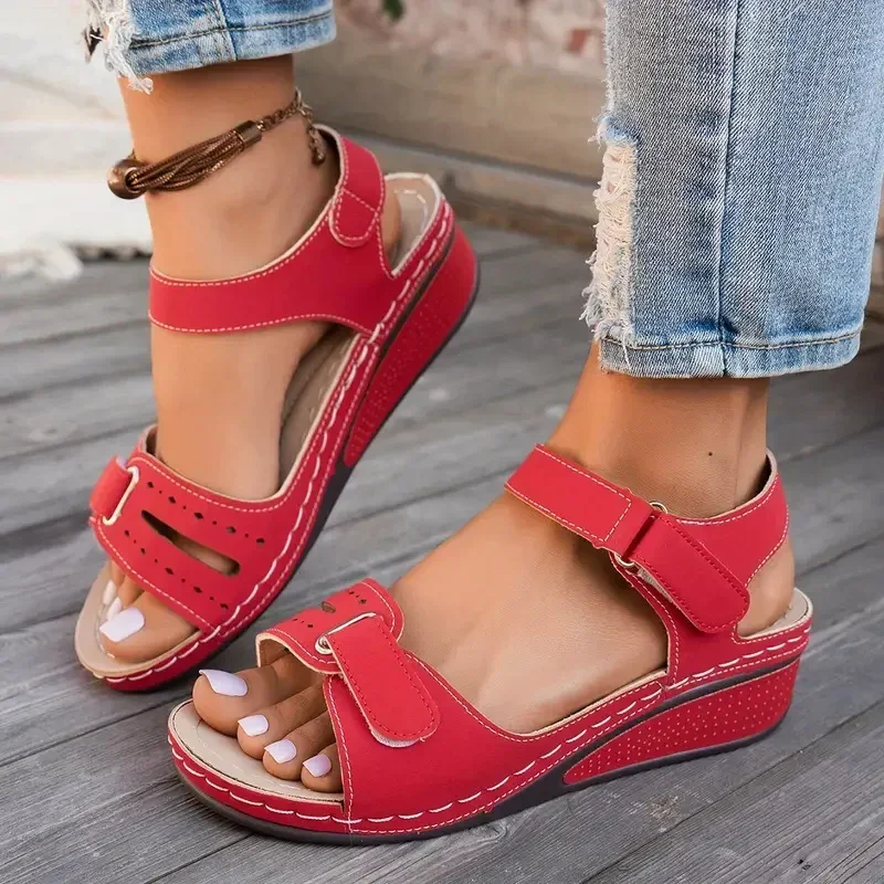 

Women Sandals 2025 New Soft Sexy Wedge Buckle Orthopedic Shoes Female Summer New Open Toe Fashion Sandals Sandalias De Mujer