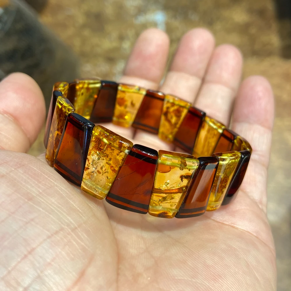 

Элегантный браслет из натурального янтаря для женщин, регулируемый изящный ювелирный браслет с драгоценными камнями, подарок в стиле бохо, целебный кристалл, браслет-цепочка