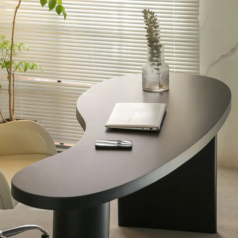 مكتب تنفيذي مصمم جمالي أبيض أسود كبير لألعاب الكمبيوتر المحمول مكتب تنفيذي طاولة كمبيوتر Mesa De Escritorio أثاث المكاتب #5