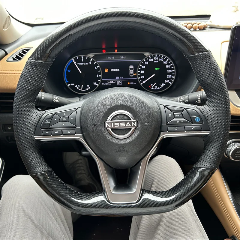 

Customized For 2023 Nissan 14th Sylphy Hand-stitched Braid Steering Wheel Cover Tiida Qashqai X-Trail Teana Interior Accessories