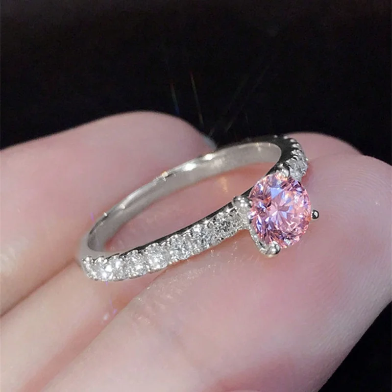 Huitan Klassisches 4-Krallen-Design, rund, Zirkonia, für Damen, Hochzeit, Verlobungsringe, 3 Farben erhältlich, zurückhaltender Brautschmuck, heißer Verkauf – Detail 17