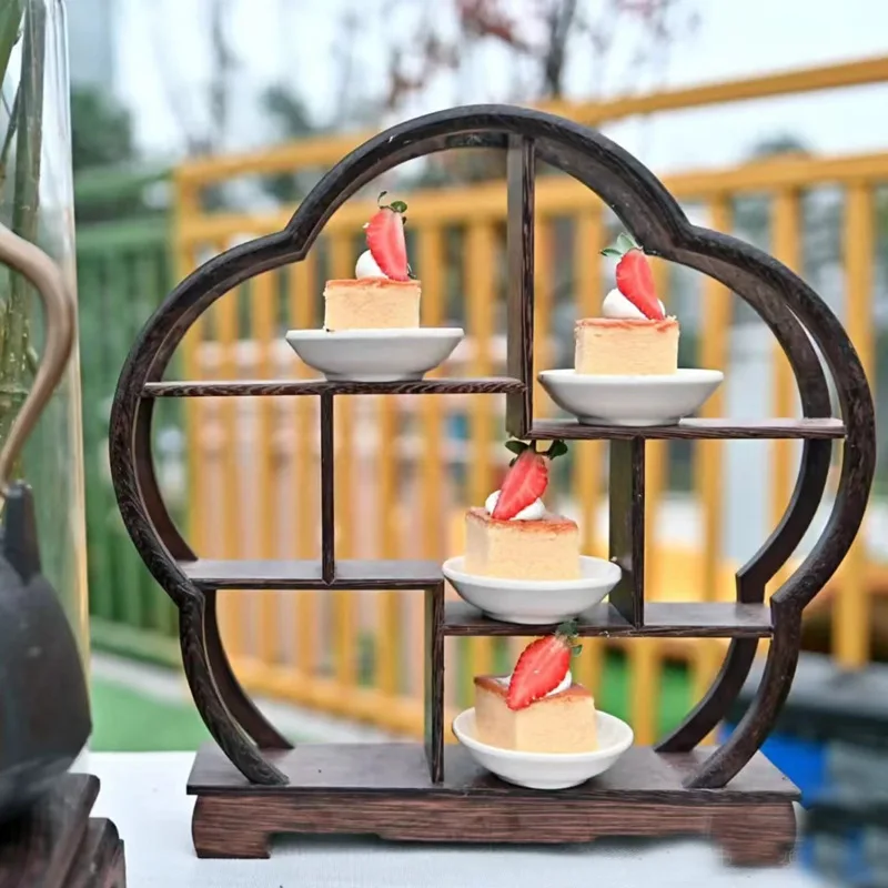 

Suitable for Chinese dessert table ornaments display stand engagement wedding table tray bogu rack wedding decoration coffee bre