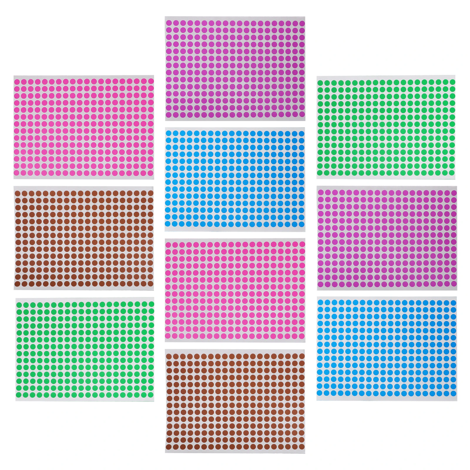 

10 Sheets Color Coded Label Stickers Round Dot Adhesive Paper Removable Sealing Gift Packaging Office Classification Tags