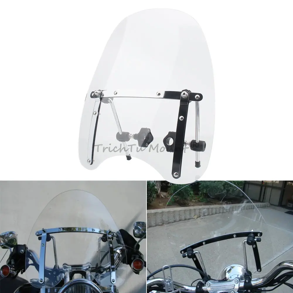 Motorcycle Windshield fairing Clear Acrylic can adjust the height freely For Yamaha V Star 650 Custom Stryker 1969-2017