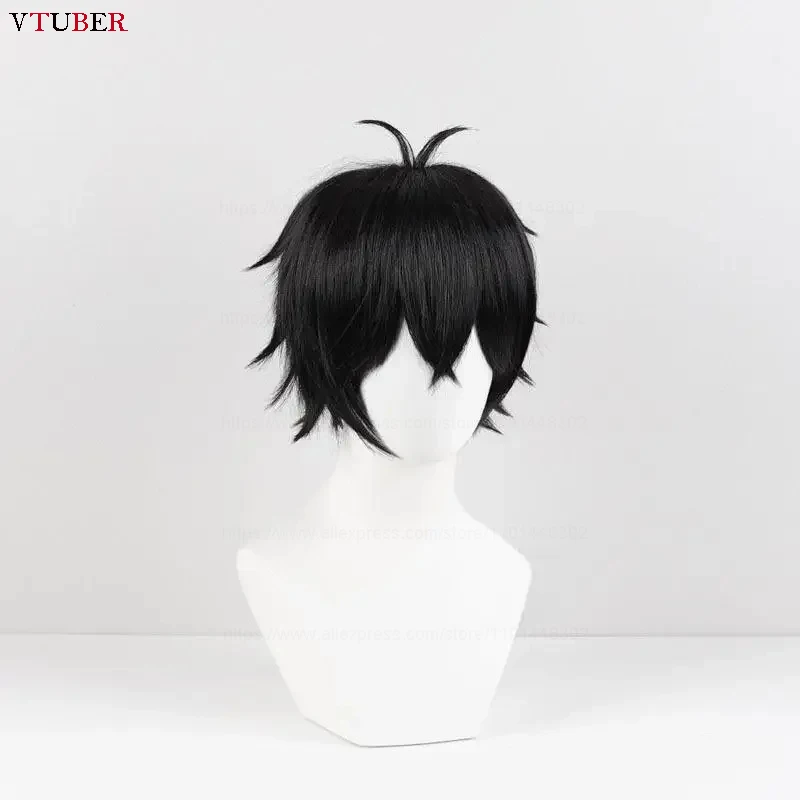 جو توغامي جو شعر مستعار تأثيري قواطع الرياح قصيرة سوداء مضفر مقاومة للحرارة الاصطناعية الشعر أنيمي شعر مستعار تأثيري s + غطاء شعر مستعار