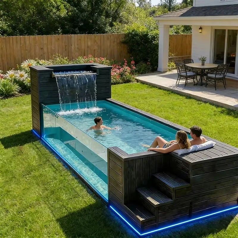 Luxury Prefab Shipping Container Pool Heavy‑Duty Steel Outdoor Swimming Pool for Private Villa Backyard High‑End Residential