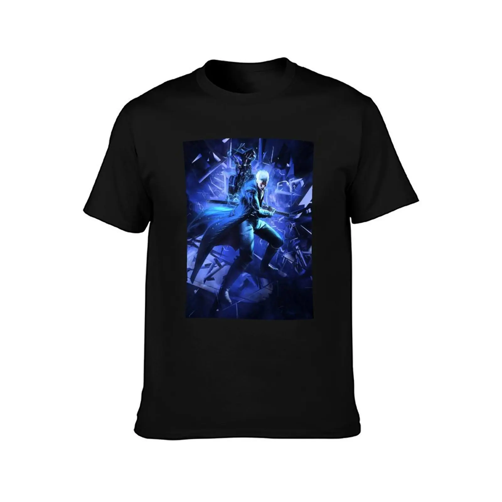 Devil May Cry 3 Vergil T-Shirt Basic Plain Short Sleeve Crew Neck Tee T-Shirt