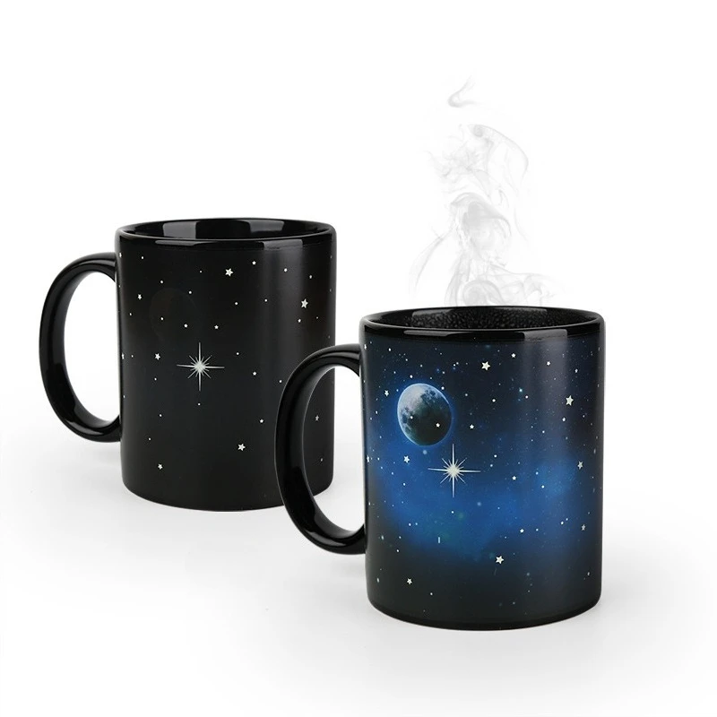 Starry Sky Earth Moon Color Changing Ceramic Mug Coffee Milk Tea Water Cup Breakfast Cups Household Drinkware Birthday Gifts