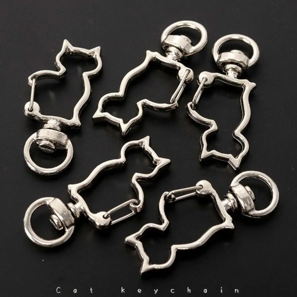 Alloy Cat Lobster Claw Clasp Keyring Making Gold Silver Plated Cat Connecting Ring Pendant Jump Rings Split Key Ring Connector