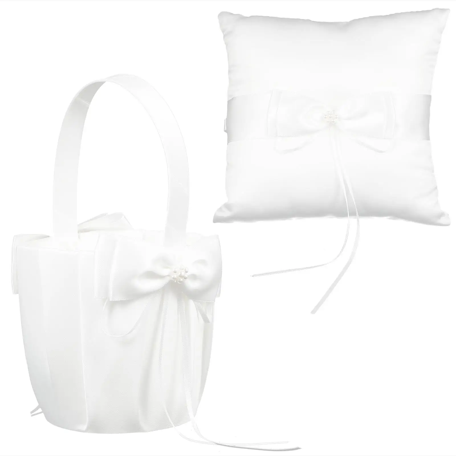 

2 шт., подушка с кольцом, корзина с цветами, свадебный носитель, белое кружево, свадебные принадлежности, аксессуары для хранения для девочек