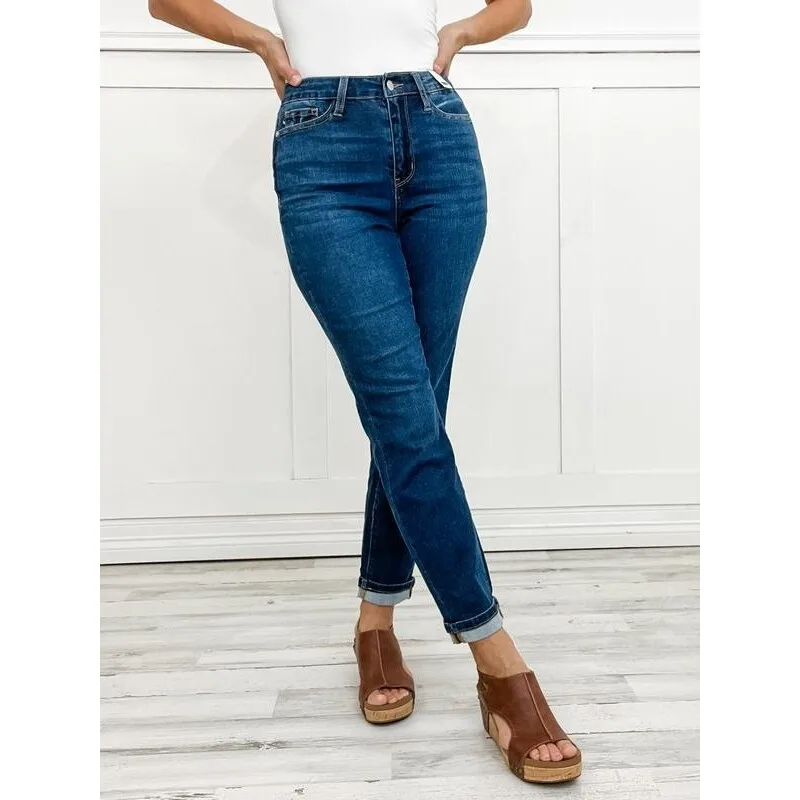 

High Waist Slim Fit Jeans Durable Denim Unisex Drawstring Waist Spring 2026 Fashion Trendy Casual Comfortable Straight Leg
