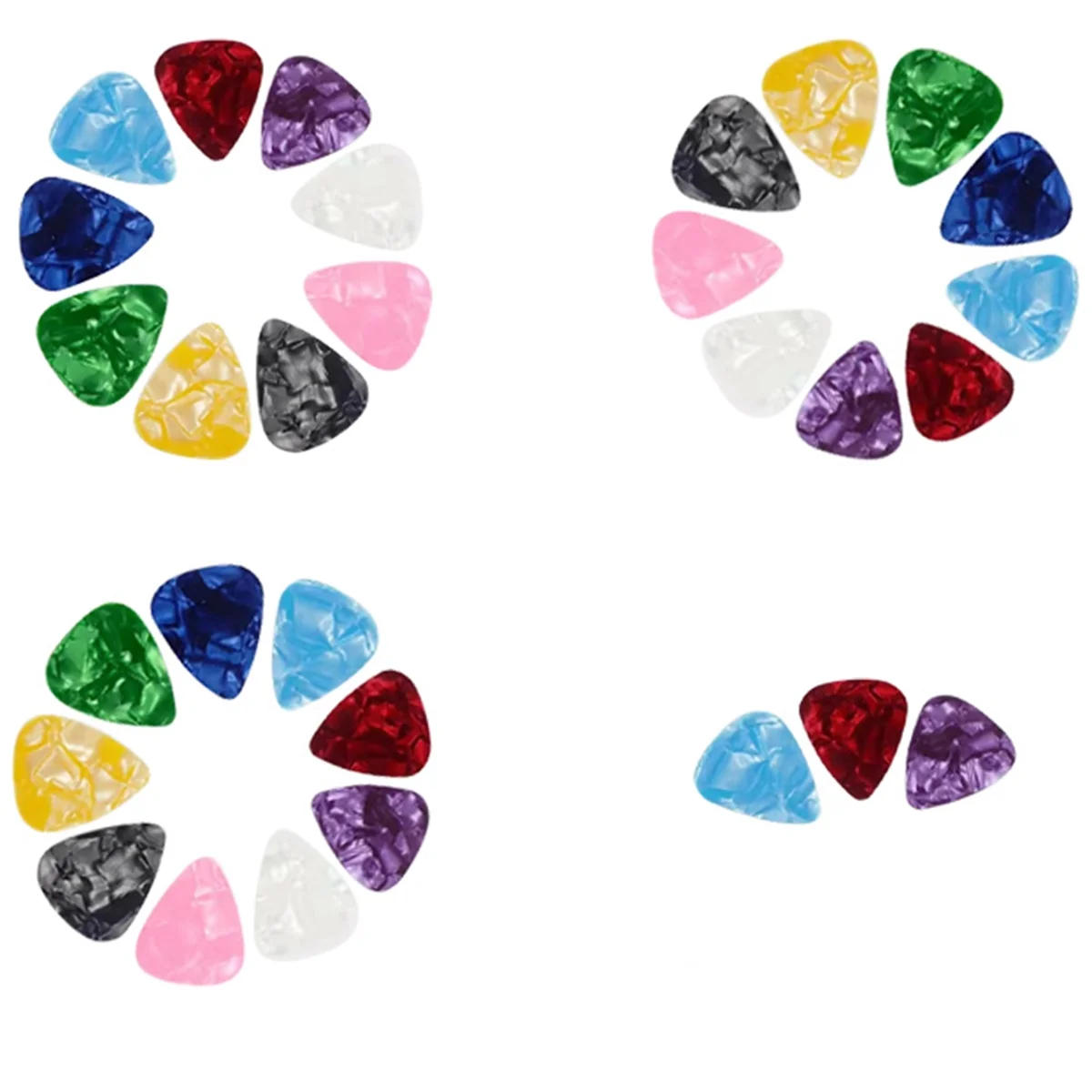 A 30Pcs Guitar Picks Plectrums Celluloid Guitar Picks 0.46 0.71 0.96mm Colorful Comfortable Feel