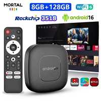 Upgraded Mortal T1 Android 16 Smart TV Box 8GB 128GB RK3518 Google Assistant WIFI6 BT5.4 8K HDR10 Media Player Set Top Box
