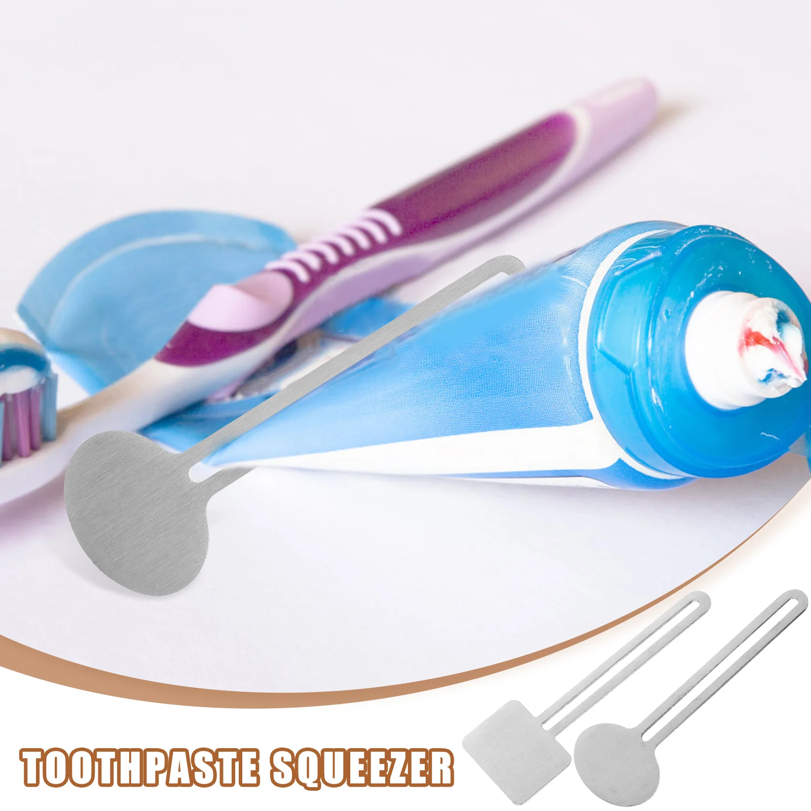 

4pcs Manual Toothpaste Squeezer Dispenser Square Round Head Stainless Steel For Tube Cream Glue Ointment Home Travel