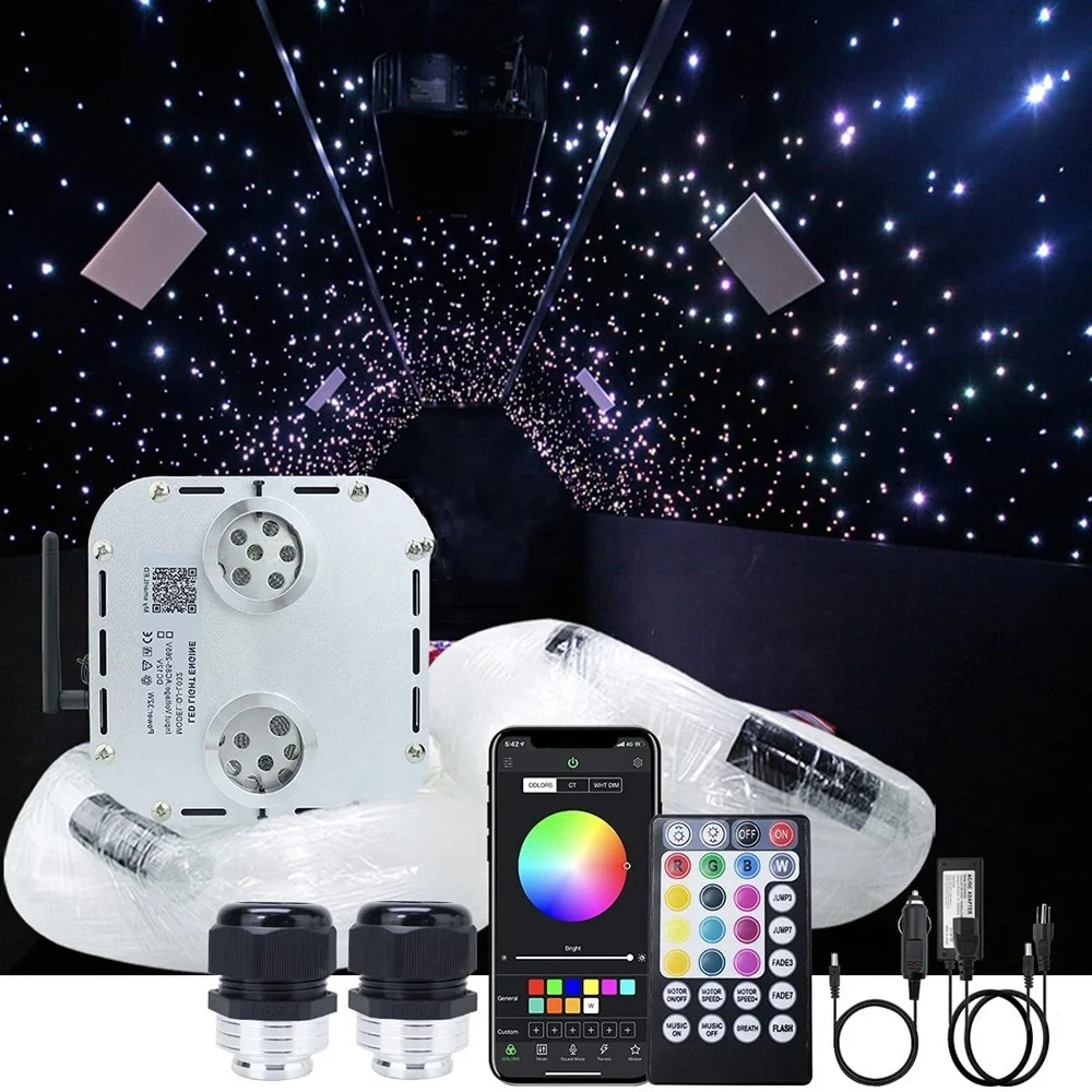 0.75mm 2000pcs 5meter Long +32w*2 Rgbw Twinkle App Light Engine with Mobile App Control for Starry Star Ceiling Roof