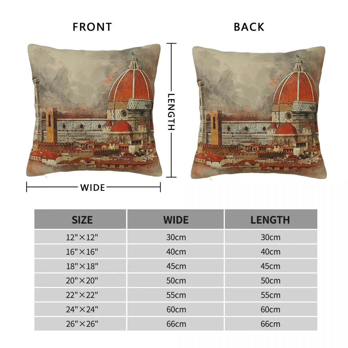 Florence Cathedral Pillowcase Polyester Linen Velvet Creative Zip Decorative Throw Pillow Case Bed Cushion Cover