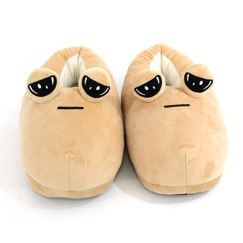 28cm The Maw Pou Cotton Slipper Plush Toys Kawaii Cartoon Soft Stuffed Fluffy Shoes Alien Pou Doll Home Indoor Slippers Gift