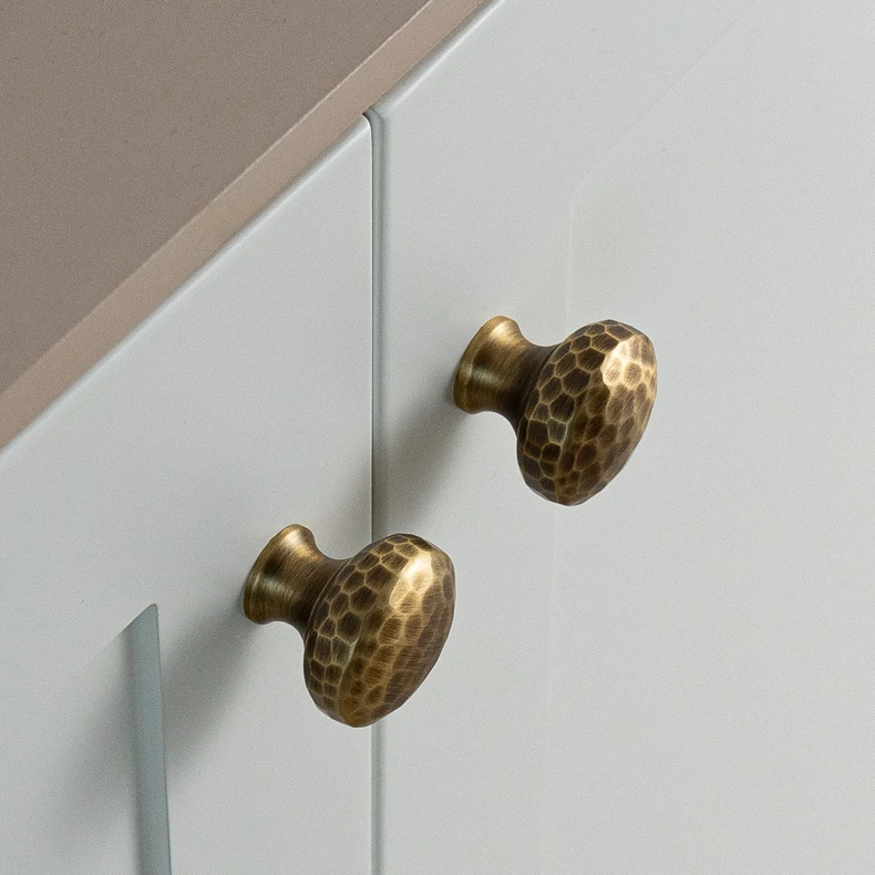 Hammered brass cabinet knob in antique brushed finish — product image 11