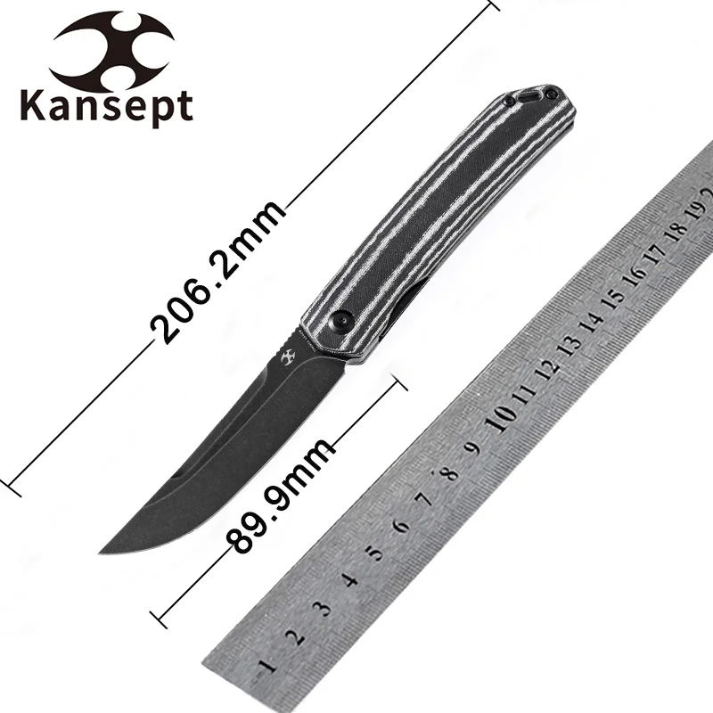 

Kansept Hazakura Folding Knife MaxTkachuk Designed T1019C4 154CM Blade with Black and White Micarta Handel for Camping EDC Carry
