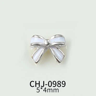 20pcs/Bag Gorgeous French Bow Alloy Spray Princess Series Nail Art Charms Decor Elegance Simple Bow Manicure Diy Rounded Parts