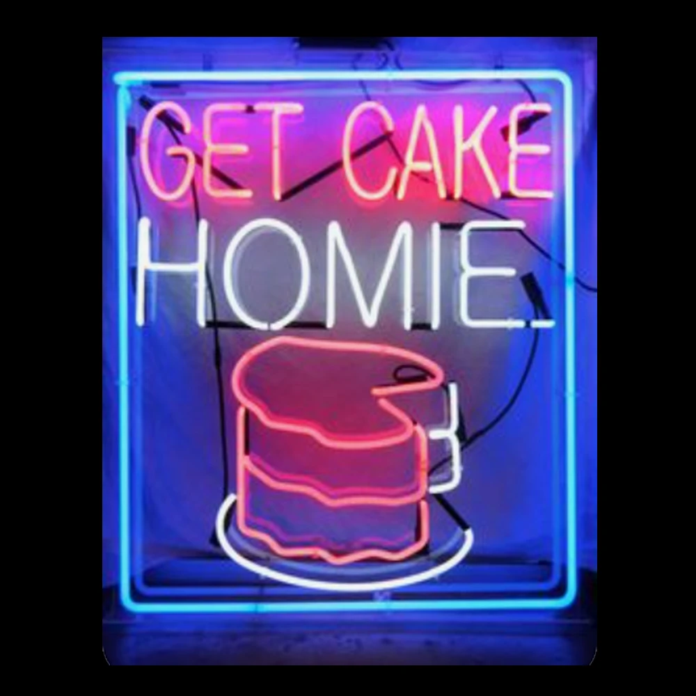 

Gets Cake Homie Neon Light Sign Custom Handmade Real Glass Tube Store Advertise Room Decoration Display On Wall 14"X17"