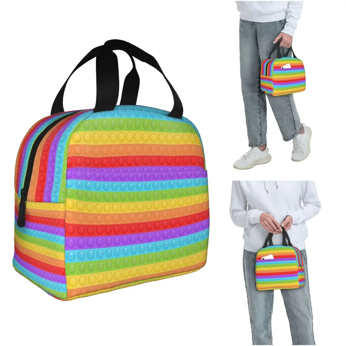 Premium Vector Pop It Seamless Pattern Insulated Lunch Bag for Women Kids Leakproof Food Boxes Thermal Lunch Box Tote