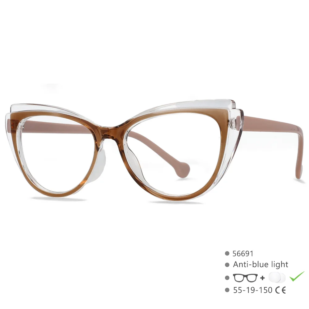 56691 Mode Regenbogen Optische Brillengestell Frauen Cat Eye Farbige Augenbrauen Rahmen Anti Blau Computer Brille