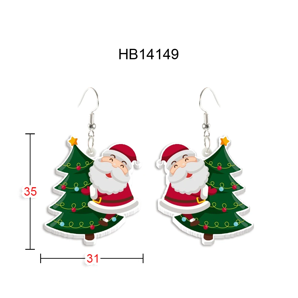 

Merry Christmas Santa Earring Hook Cute Pendant Earrings Girl Laser Cut Resin Jewelry Accessories Kids Xmas Gift Decoration