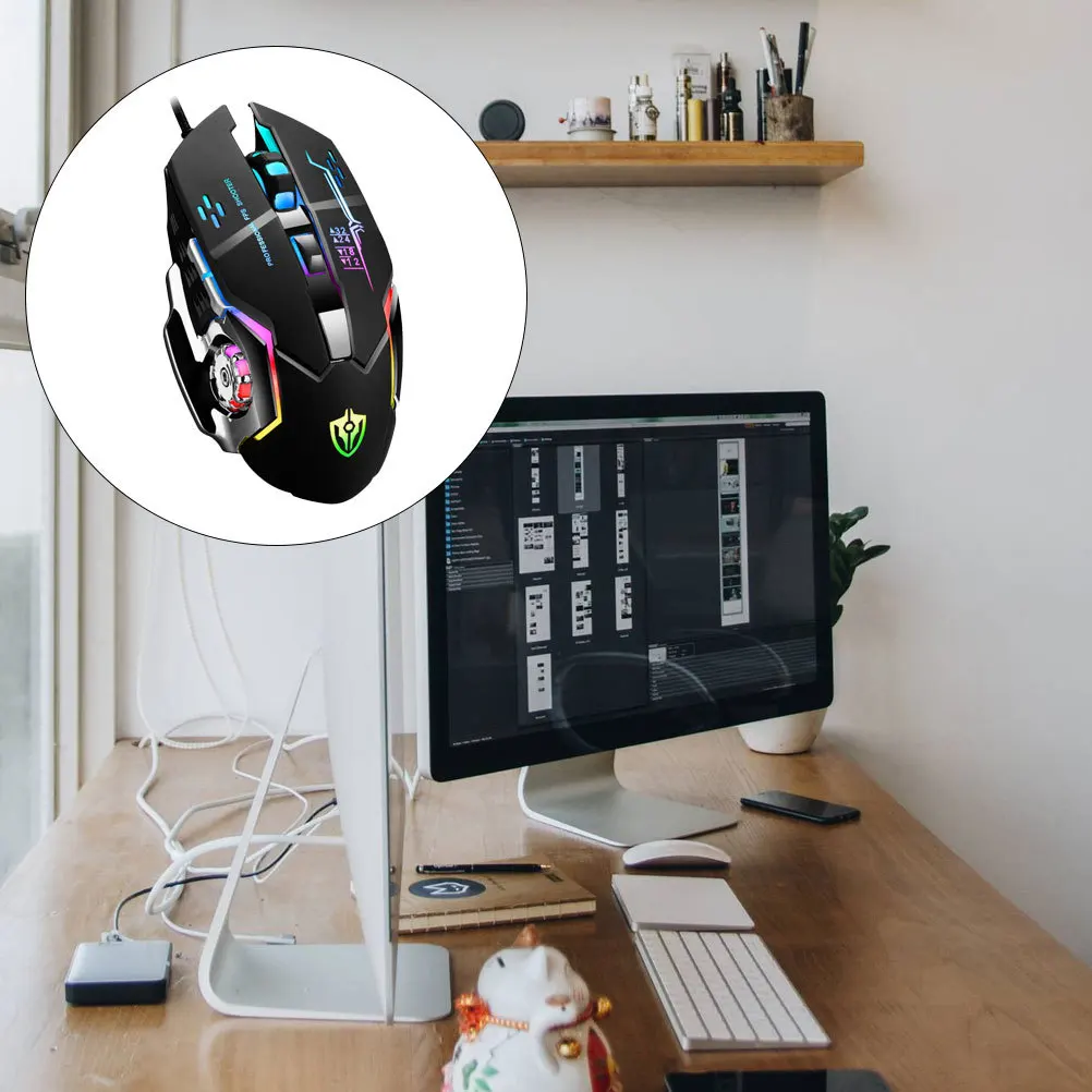 

1Pcs Heavy Metal Luminous Gaming Mouse 6 Programmable Buttons High Accuracy Consistent Responsiveness Gaming Mouse