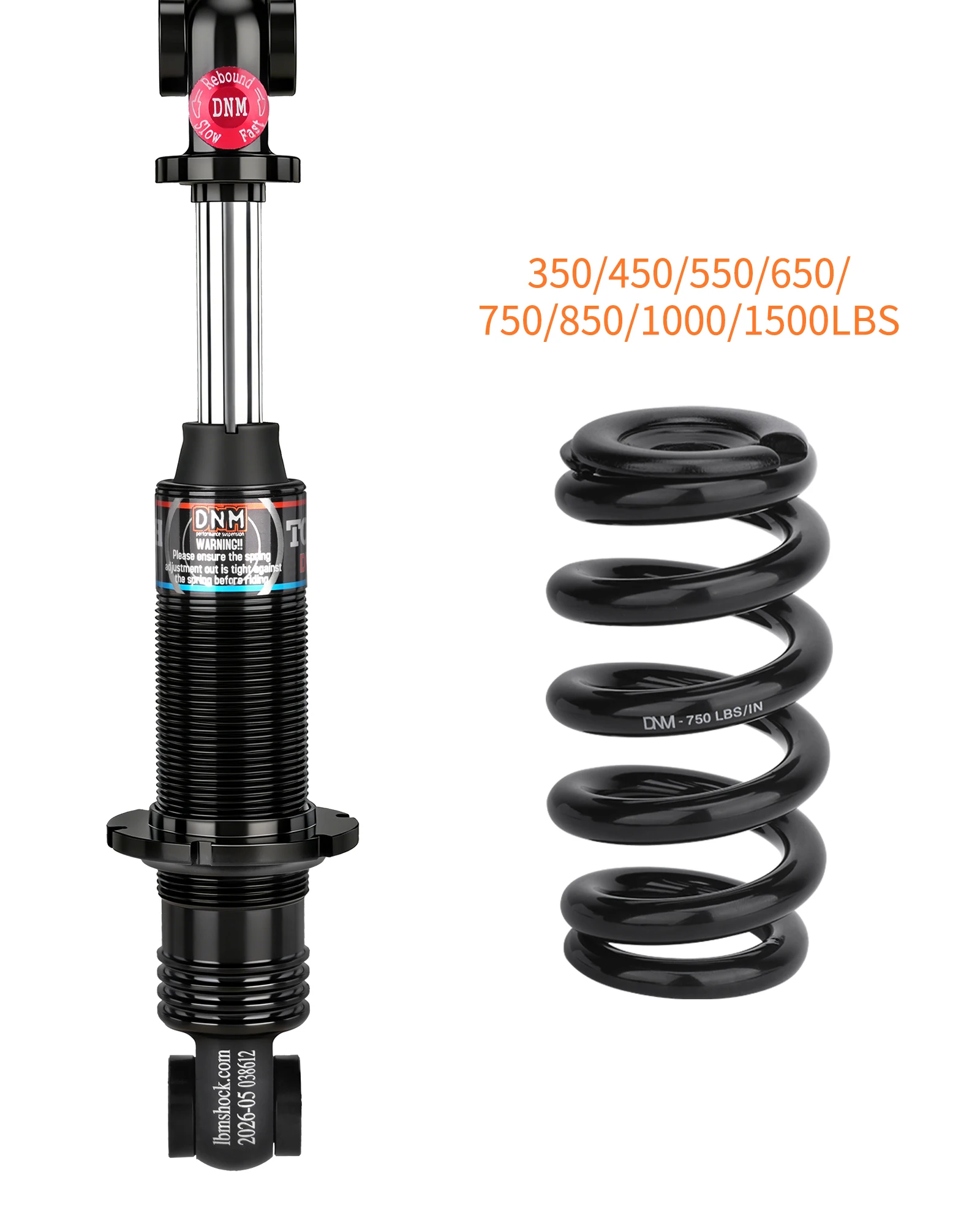 DNM DV-22AR Mountain Bike Spring Shock Absorber 125mm/150mm/165mm/190mm/200mm MTB Bicycle Rear Shock Absorber 450lbs - 1500lbs