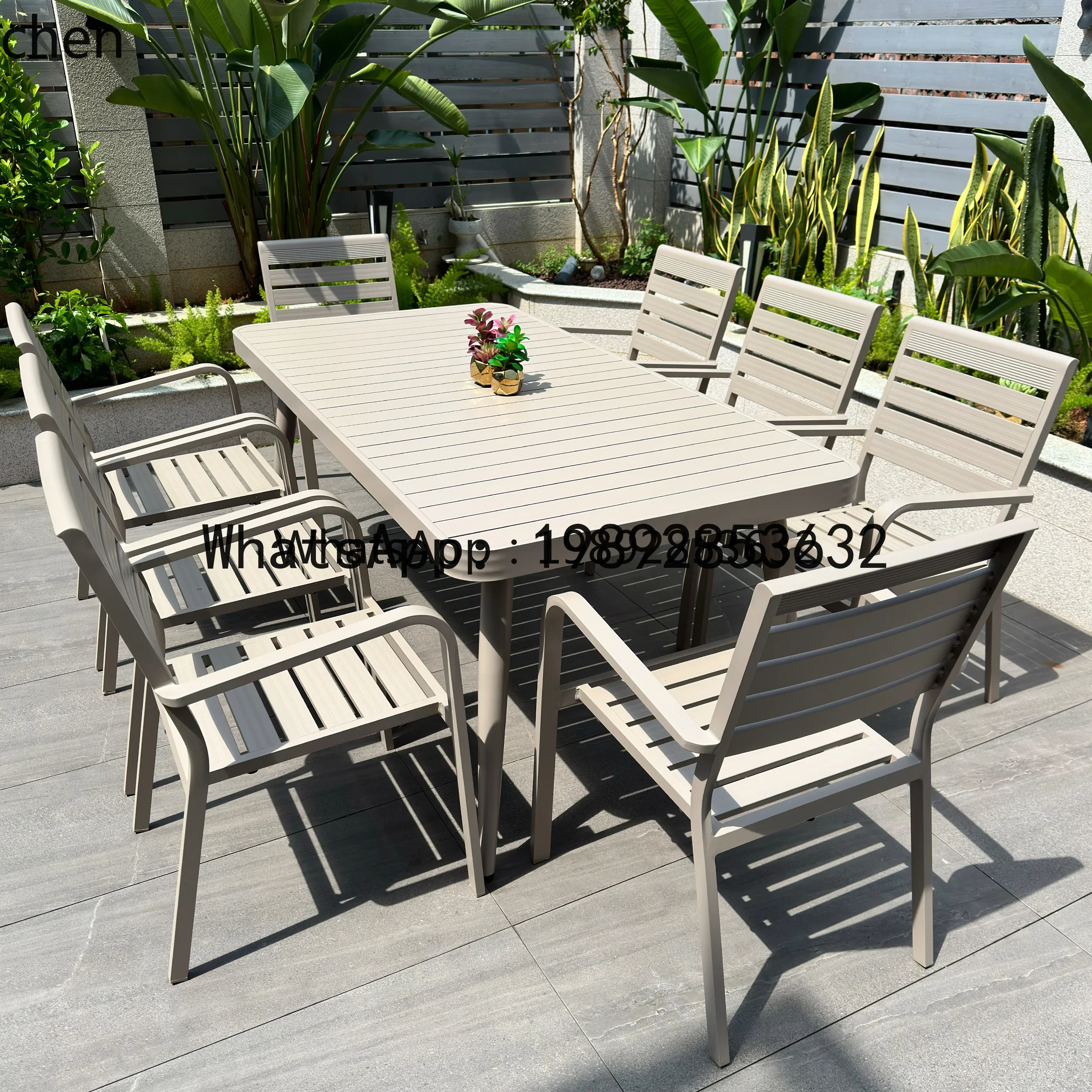 

W7- outdoor tables and chairs courtyard all-aluminum alloy terrace waterproof and sunscreen leisure tables and chairs