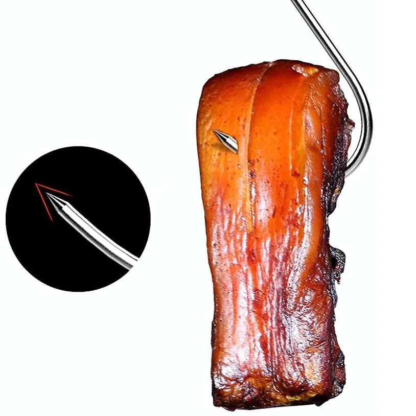 Bacon Roast Duck Pork Stainless Steel S Hooks with Sharp Tip Utensil Meat Clothes Hanging Hooks for Butcher Shop Kitchen Baking