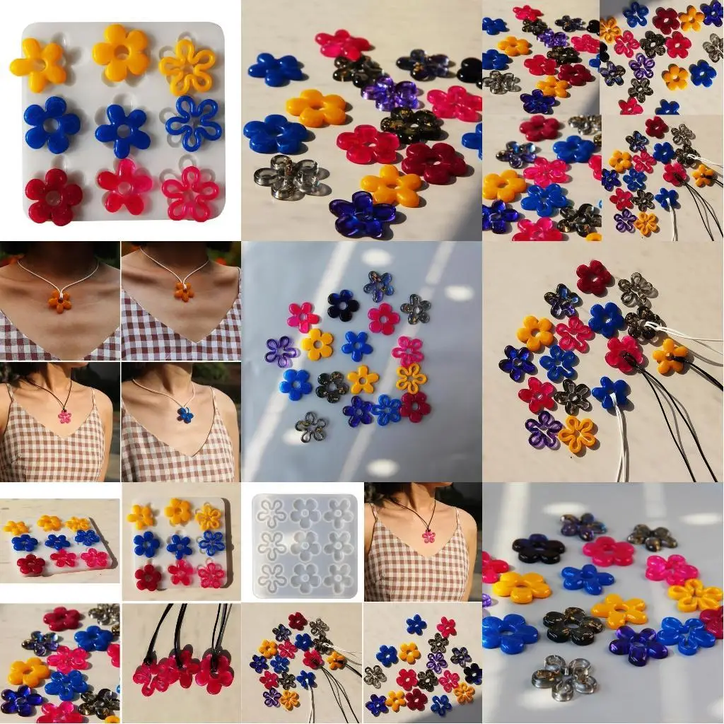 

D46E Flexible Flower Pendant Silicone Mold Epoxy Resin Mould Jewelry Casting Tools for DIY Jewelry Crafts Ear Drop Charm